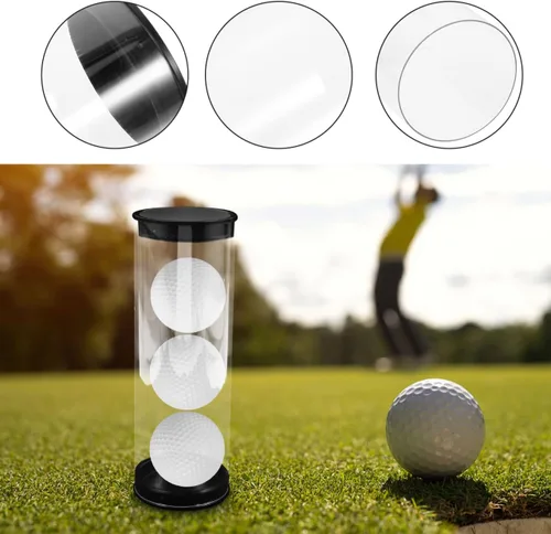 Vista 8 de CLISPEED Tubo de almacenamiento de pelotas de golf, paquete de 2 soportes de plástico transparente para pelotas de golf con tapas, vitrina