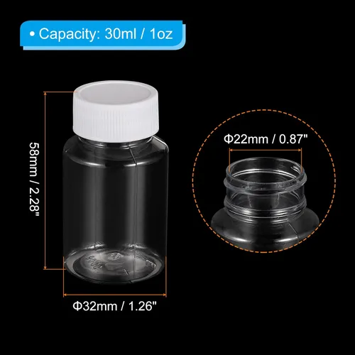 Vista 2 de PATIKIL Botella de reactivo de boca ancha de 1.0 fl oz, 1 oz, paquete de 30 botellas de almacenamiento, recipientes de muestras de plástico