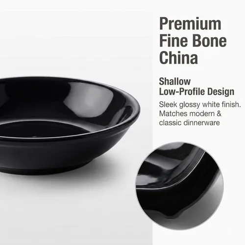 Vista 2 de Bone China - Juego de 4 cuencos de salsa de soja mini de 4 onzas Negro