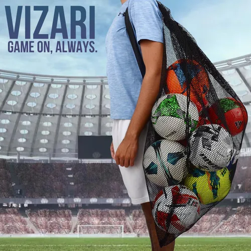 Vista 8 de VIZARI Bolsa de pelota de fútbol – Bolsa de equipo deportivo, bolsa de pelota de malla, bolsa de playa o bolsa de equipo de snorkel con correa