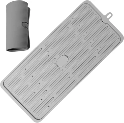 Vista 12 de Tapete grande para secar platos, alfombrillas de silicona de múltiples usos para múltiples usos, tapete de secado para encimera de cocina, 12 x 16
