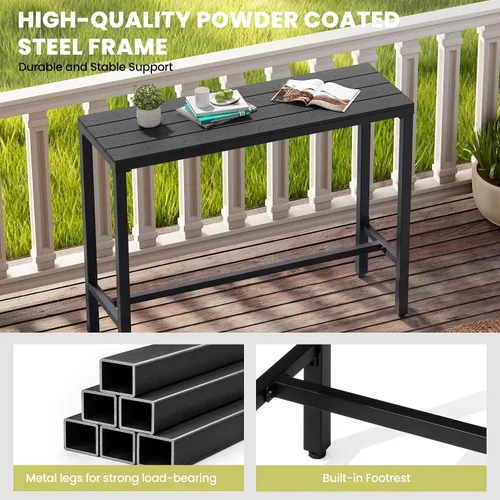 Vista 9 de Crestlive Products Mesa de bar al aire libre, mesa rectangular de 43 pulgadas de altura de mostrador de patio, mesa de pub alta con parte superior