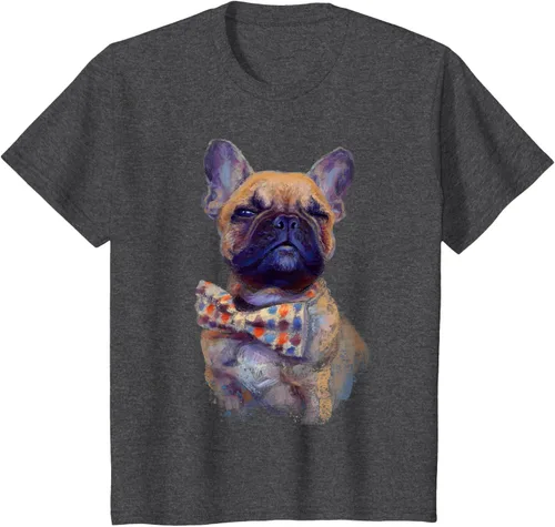 Vista 29 de Camiseta de bulldog francés con estampado realista, artística de bulldog francés, Negro, S