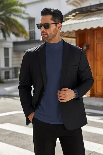 Vista 4 de Ekouaer Camisas de manga larga con cuello alto falso para hombre, suéter térmico ligero