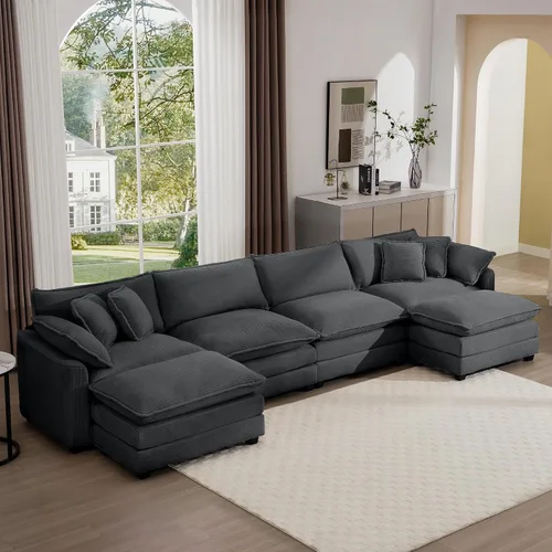 Vista 43 de Aoowow Sofá de dos plazas de pana, modernos sofás de nube de 2 plazas para sala de estar, sofás modulares de nube seccionales con asiento profundo