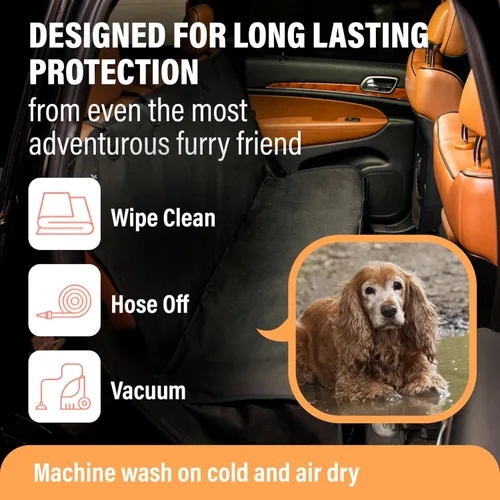 Vista 8 de Active Pets - Funda de asiento trasero para perros, hamaca XL para perro con ventana de malla, antideslizante, impermeable, protector de asiento