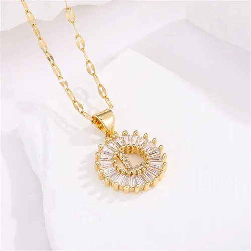Vista 4 de Ailiessy Delicados collares con dije de inicial redonda, circonita hueca, collar de letras huecas para mujeres, adolescentes, regalos del día