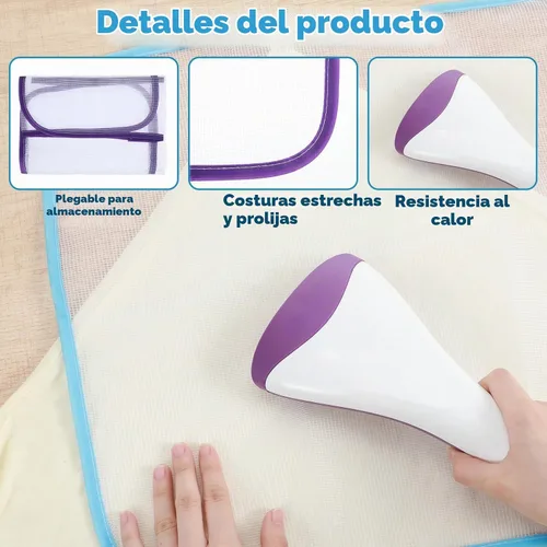 Vista 4 de 2 piezas de paño de prensado para tapete de planchado, paño de planchado para proteger la ropa, protector de malla para proteger la ropa