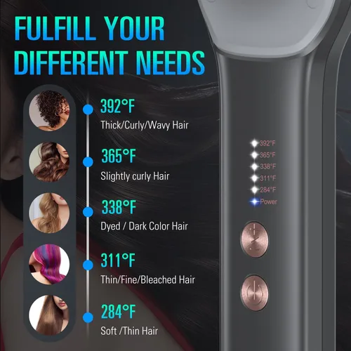 Vista 4 de sdlogal Cepillo alisador de cabello – Plancha alisadora de cabello con peine integrado, calentamiento rápido de 20 segundos y 5 ajustes de Negro