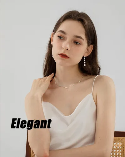 Vista 3 de Aretes largos de perlas para mujer, chapados en oro de 14 quilates, hipoalergénicos, elegantes aretes de borla de perlas doradas para niñas, Oro