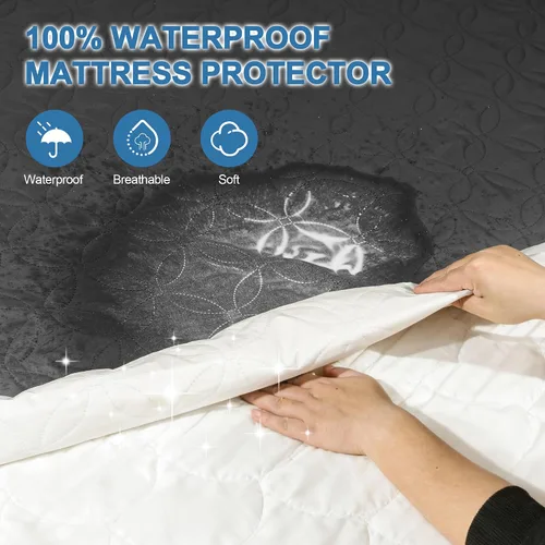 Vista 2 de GUHER Protector de colchón impermeable tamaño individual, funda de cama transpirable de tela de aire 3D, funda protectora de colchón, sin ruido