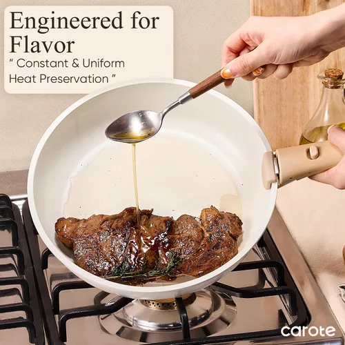 Vista 9 de CAROTE 26pcs Pots and Pans Set Non Stick, Cookware Set Detachable Handle