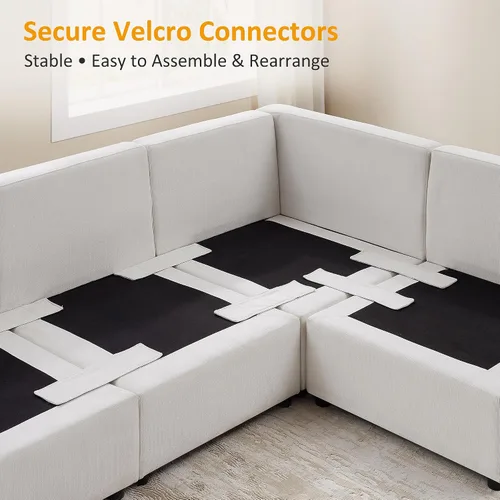 Vista 8 de Sofá modular seccional, sofá de nube de asiento profundo, cojines ultra cómodos, tapicería suave, funda extraíble, 4 plazas para sala de estar