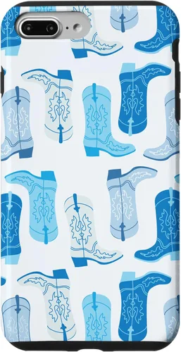 Vista 12 de Cowboy Boot Illustration Preppy Western Pastel Blue and Cyan Case for iPhone 17