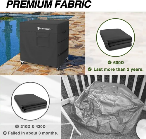 Vista 5 de Porch Shield Cubierta para carrito de patio con ruedas 40 pulgadas de largo Negro