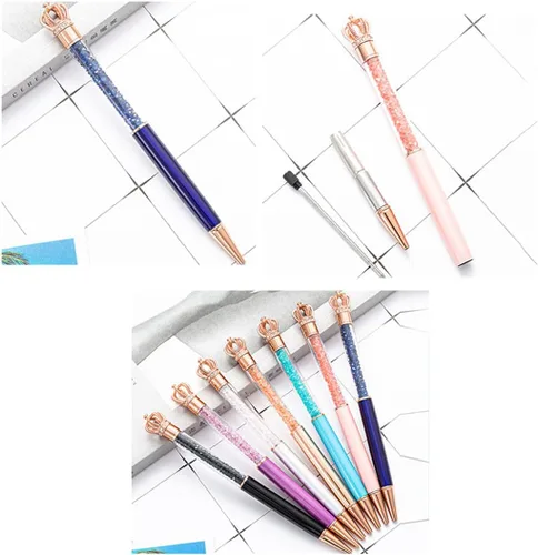 Vista 3 de Bolígrafos personalizados con nombre grabado con texto y nombre de lujo, corona de diamante sintético, bolígrafo de regalo personalizado para niñas