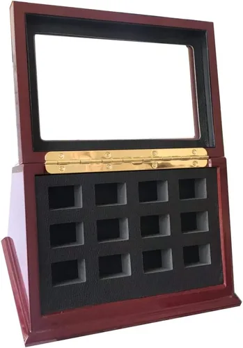 Vista 2 de Sports Championship Rings - Caja de sombra de madera sin anillos (12 ranuras)