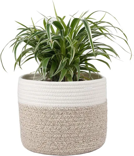 Vista 10 de Cesta de Planta de Cuerda de Algodón Cesta Tejida Moderna para Maceta de Flores de 6" Macetas de Interior de Piso, Organizador de Almacenamiento