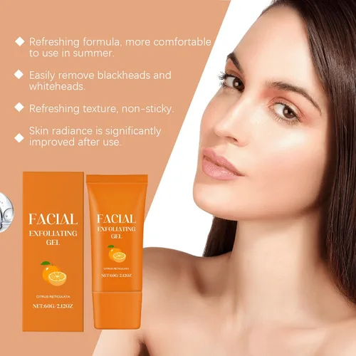 Vista 2 de Gel exfoliante facial, exfoliante facial hidratante con enzima naranja, limpieza profunda, gel exfoliante hidratante de naranja, elimina puntos