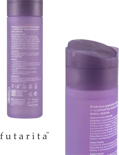 Vista 4 de futarita Lubricante hidratante con ácido hialurónico, respetuoso con la piel sensible, antiadherente, lubricante personal a base de agua de alta