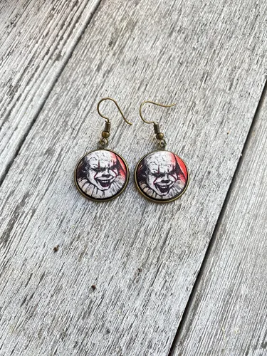 Vista 2 de Scary Clown Horror Movie Halloween Character Dangle Earrings Novelty Gift