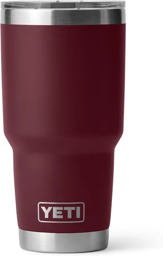 Vista 28 de YETI Rambler - Vaso de 30 oz, acero inoxidable, aislado al vacío con tapa MagSlider, color carmesí Amarillo