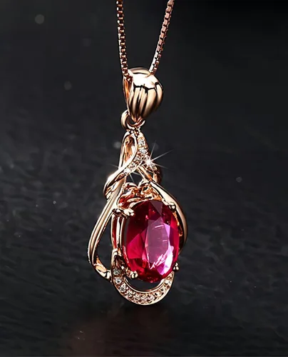 Vista 3 de Kim Carrey 18K Rose Gold Women's Necklace Natural Stone Gem Necklaces for Women Elegant Necklaces for Women Women's Jewelry Giftt