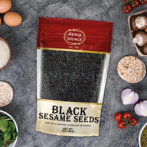 Vista 6 de Semillas de sésamo negro crudo, bolsa de 3 libras - Natural - By Spicy World