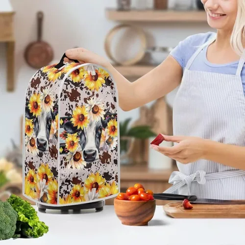 Vista 4 de Funda para licuadora de flores de vaca, funda para electrodomésticos de cocina, a prueba de polvo, lavable, resistente a las manchas, cubierta