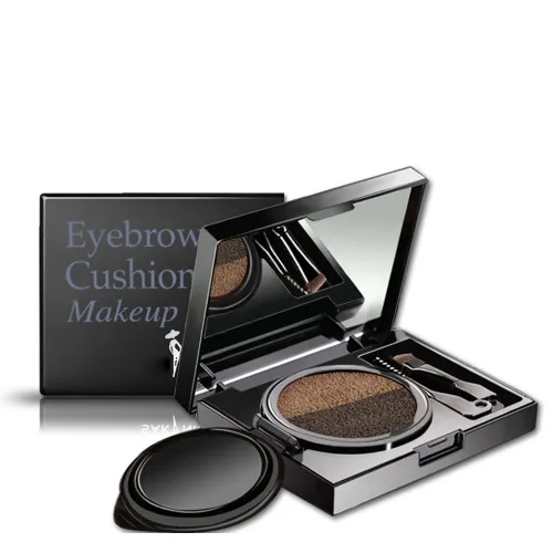 Vista 3 de 2 colores impermeable cojín de aire para cejas crema en polvo maquillaje con doble 2 cepillos de cejas (conjunto de cejas oscuras)