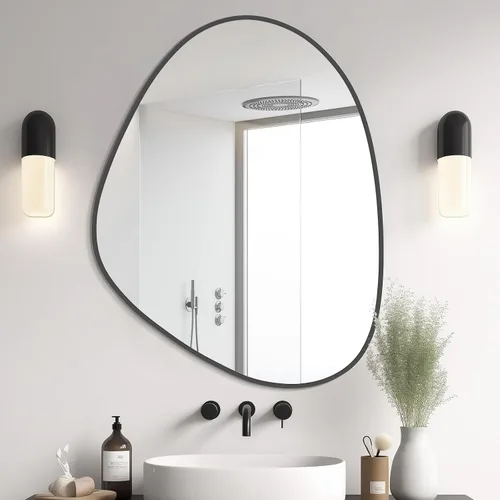 Vista 16 de WallBeyond Espejo asimétrico, espejo de pared irregular, espejos de pared decorativos para dormitorio, sala de estar, entrada, pasillo, espejo