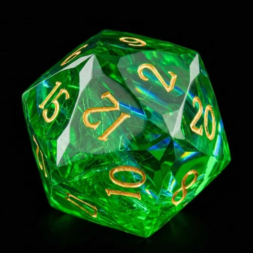 Vista 10 de Dados multifacéticos DND D20 individuales de resina con borde afilado de 20 caras D&D, poliédricos hechos a mano de 0.866 in para Calabozos