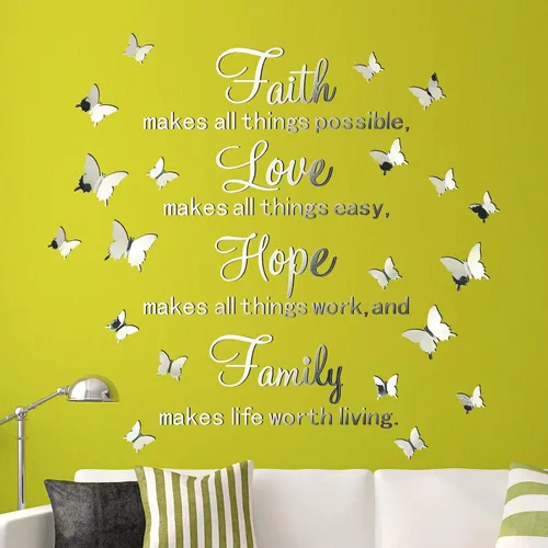 Vista 8 de Zonon - 16 calcomanías de pared con frase inspiradora de mariposa con Oro rosa