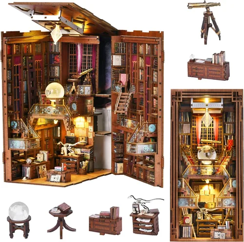 Vista 22 de MiniCity Espacio Rincón de Libros para Principiantes - Kit de Escena en Miniatura DIY con Cubierta Antipolvo, Luces y Estantería Adaptable