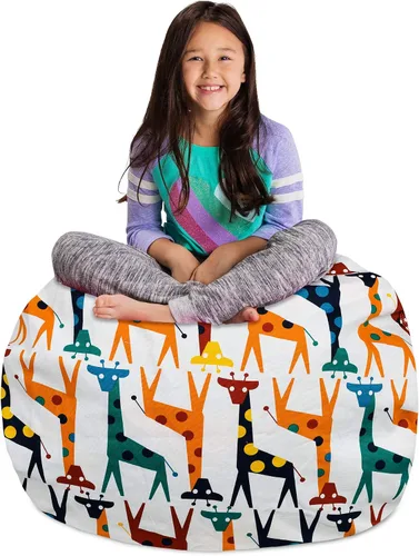 Vista 9 de Posh Creations Funda de puf para niños con almacenamiento para animales de peluche - Organizador de juguetes para niños, Mediano 68.58 cm - Lona