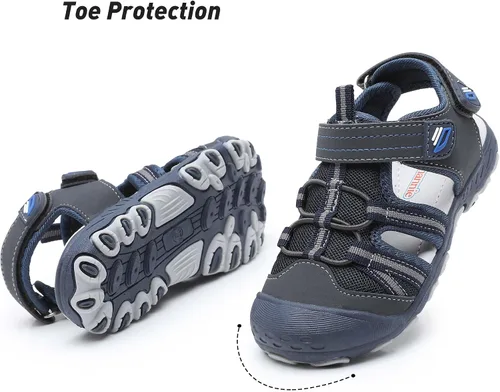 Vista 3 de Ahannie Sandalias deportivas para niños y niñas, sandalias de playa con punta cerrada, zapatos de verano para niños pequeños