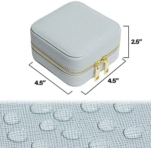 Vista 3 de Joyero de cuero personalizable con espejo, estuche de joyería de viaje, organizador de joyas de viaje, joyero para mujeres y niñas, organizador