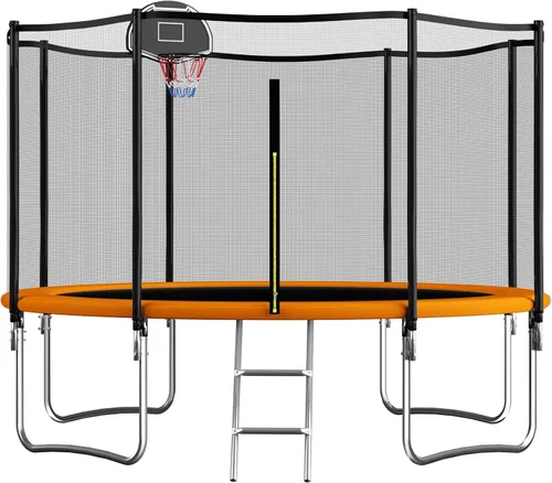Vista 15 de Trampoline with Net 10FT 12FT 14FT ASTM Approved 500LBS Negro-3