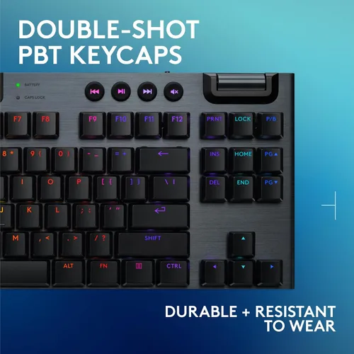 Vista 7 de Logitech G 915 X Lightspeed TKL Teclado mecánico inalámbrico para juegos, teclas PBT de doble disparo, teclas totalmente programables, teclados RGB