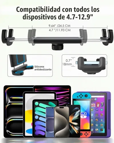 Vista 8 de Soporte para tablet para brazo de silla de ruedas [versión profesional] brazo largo cuello de cisne eléctrico silla de ruedas abrazadera de montaje