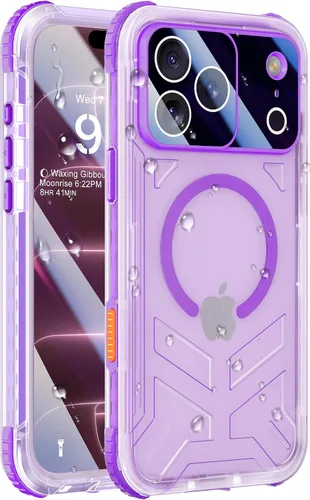 Vista 43 de Funda impermeable para iPhone 15 con Magsafe, protector de pantalla, cordón, IP68 militar de cuerpo completo a prueba de golpes, para deportes Negro