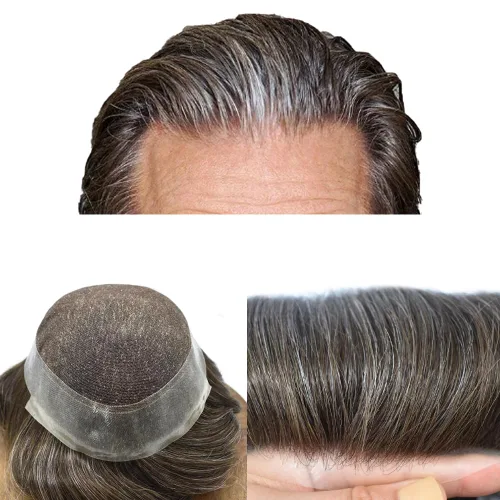 Vista 62 de Toupee For Men Real Human Hair Mens Toupee Hair Replacement System Swiss Lace Toupee For Men Natural Human Hair Piece Mens Toupee6*8"-90% density#2