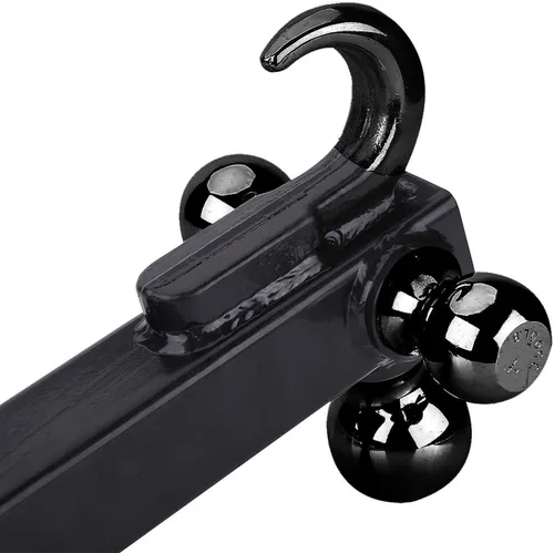 Vista 6 de NBJINGYI - Enganche de remolque de 2" con montaje de 3 bolas y gancho, bolas 1-7/8", 2", 2-5/16" y gancho, color negro plateado