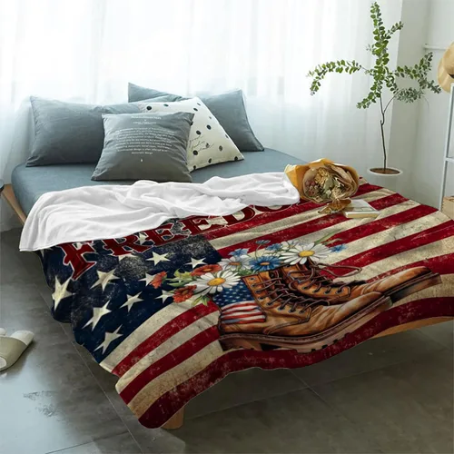 Vista 11 de YeeJu Manta de bandera estadounidense para bebé, patriótica para el 4 de julio, Día de los Caídos, 4 de julio, manta de forro polar para niños