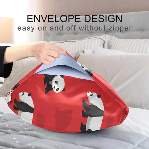 Vista 2 de Blueangle Bear Panda - Funda de almohada de satén para cabello y piel, tamaño estándar (20 x 26 pulgadas), fundas de almohada de satén con cierre