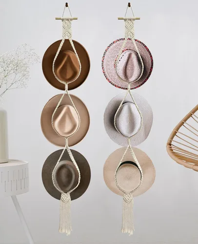 Vista 9 de Percheros para Sombreros Colgadores de Sombreros para Pared, Organizador de Sombreros Bohemio para Colgar en la Pared Exhibición de Sombreros