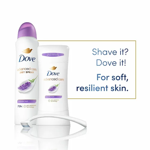 Vista 5 de Dove Advanced Care - Desodorante antitranspirante en barra Lavanda Fresca 4 unidades para ayudar a reparar la barrera de la piel, control del olor
