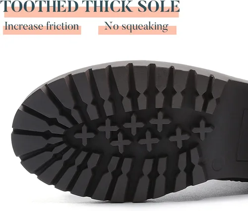 Vista 3 de EETTARO Botas de tobillo de tacón grueso para mujer, suela elástica, botas Chelsea con punta redonda para mujer