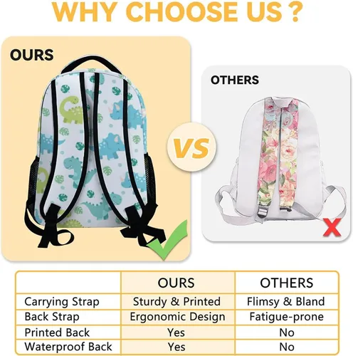 Vista 4 de Mochila de dinosaurio para niños, mochila verde de 16 pulgadas para niñas, bonita bolsa ligera para viajes, Mochila2-2, Casual
