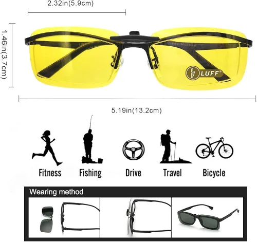 Vista 6 de LUFF Gafas de sol polarizadas con clip para prescripciónlentes de miopía al aire libreconducción